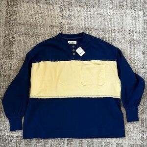 NWT Free People Blue & Cream Top - XS